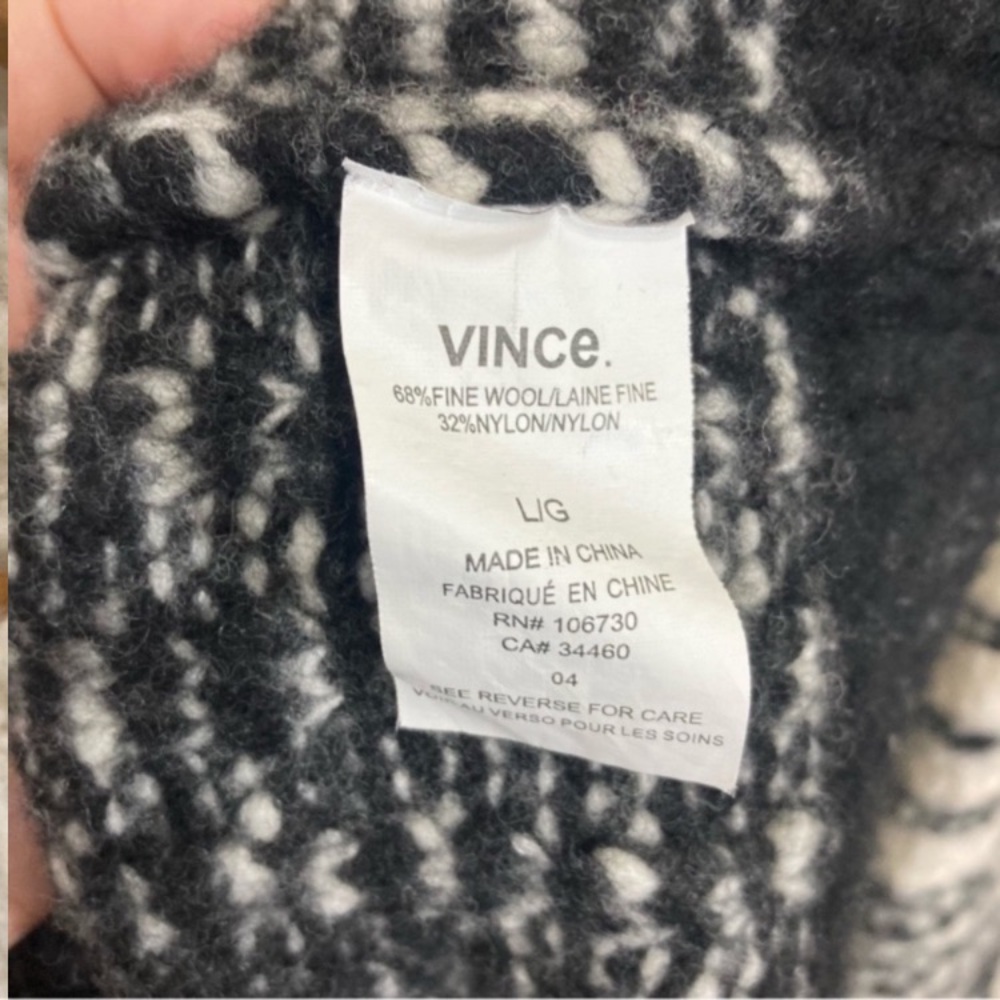 Vince Striped Wool Sweater Size Large Cream Black - Picture 8 of 9